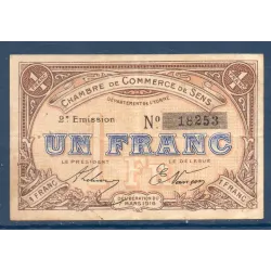 Sens 1 franc, TTB-, 7.3.1916 Pirot 118.4 Billet de la chambre de commerce