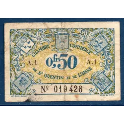 Saint Quentin 50 centimes, TB, ND Pirot 116.1 Billet de la chambre de commerce