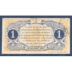 Saint Etienne 1 franc, TB+, 20.8.1914 Pirot 114.1 Billet de la chambre de commerce