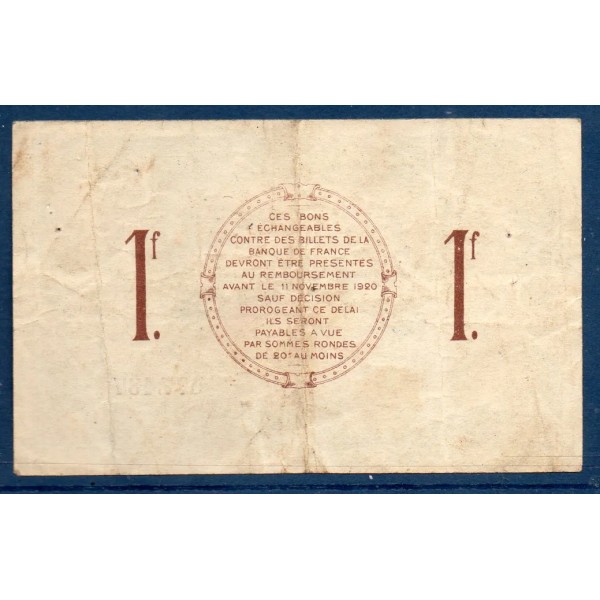 Saint Dizier 1 franc, TB, 11.11.1915 Pirot 113.6 Billet de la chambre de commerce