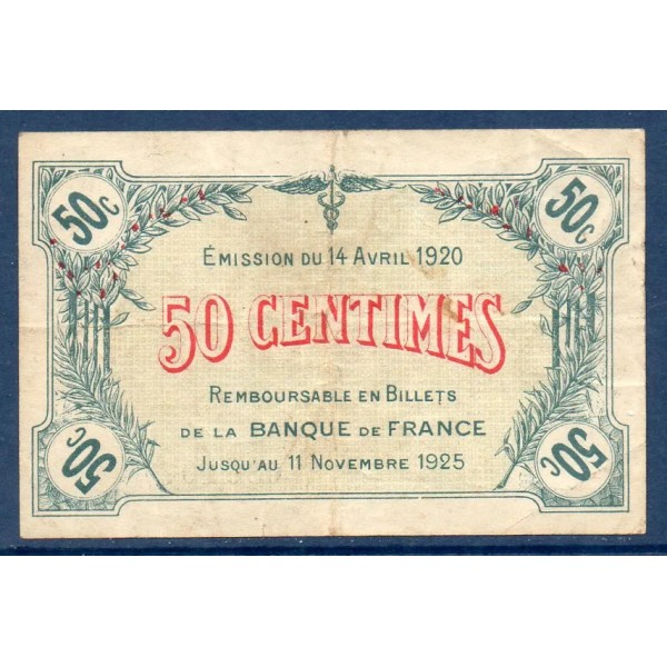 Saint Dizier 50 centimes, TB, 14.4.1920 Pirot 113.17 Billet de la chambre de commerce