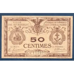 Saint Brieuc 50 centimes, Spl, ND Pirot 111.11 Billet de la chambre de commerce