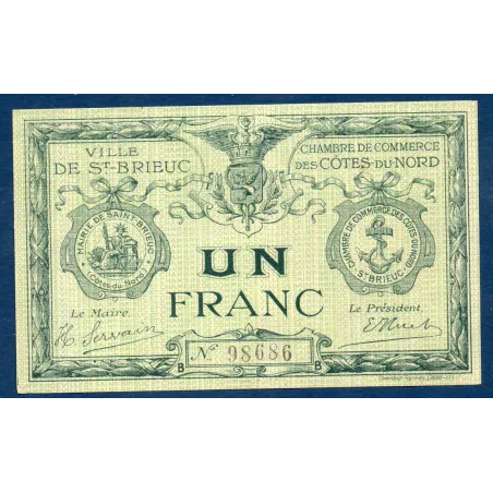 Saint Brieuc 1 franc, Neuf, ND Pirot 111.12 Billet de la chambre de commerce