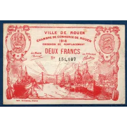 Rouen 2 francs, TB, 1918 Pirot 110.41 Billet de la chambre de commerce