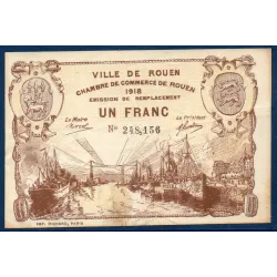 Rouen 1franc, TB, 1918 Pirot 110.39 Billet de la chambre de commerce