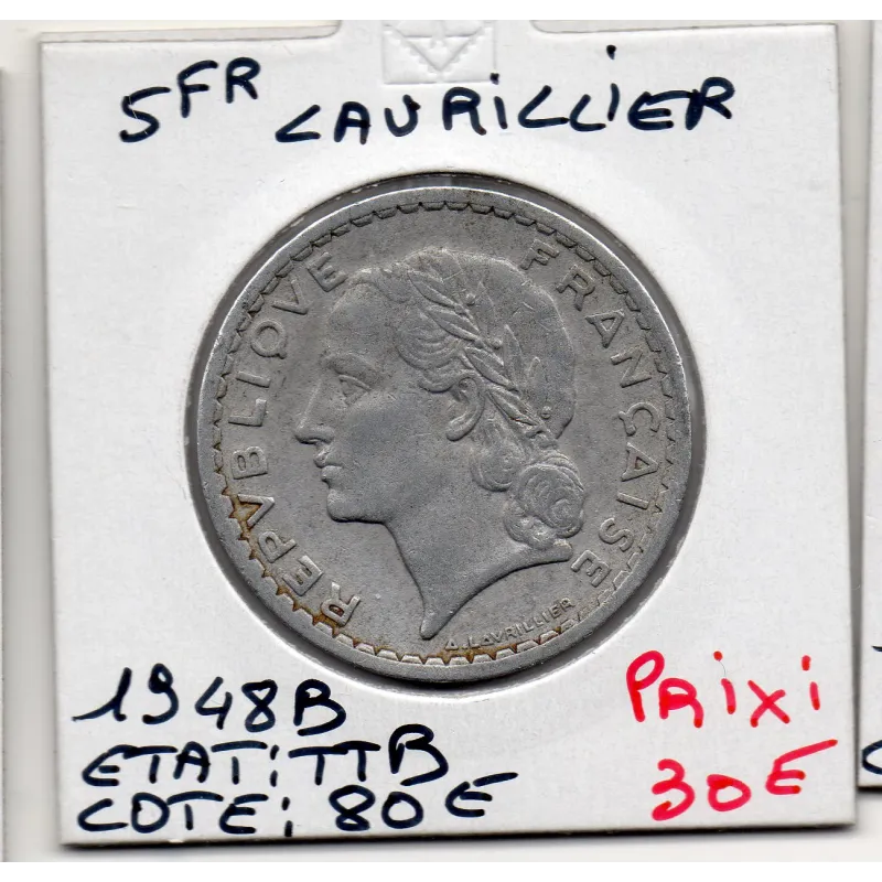 5 francs Lavrillier 1948 B Beaumont TTB, France pièce de monnaie