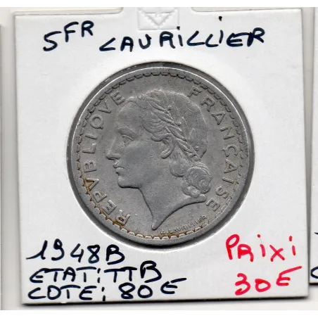 5 francs Lavrillier 1948 B Beaumont TTB, France pièce de monnaie