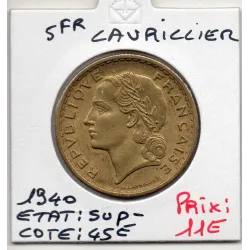5 francs Lavrillier 1940 Sup-, France pièce de monnaie