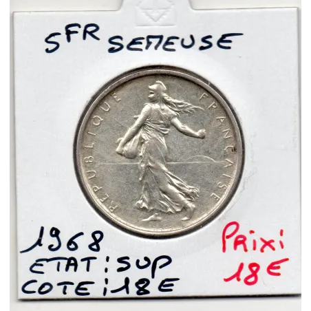 5 francs Semeuse Argent 1968 Sup, France pièce de monnaie