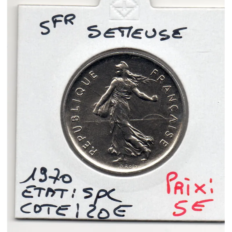 5 francs Semeuse Cupronickel 1970 Spl, France pièce de monnaie 5 francs Semeuse Cupronickel 1970 Spl, France pièce de monnaie
