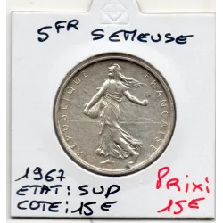 5 francs Semeuse Argent 1967 Sup, France pièce de monnaie