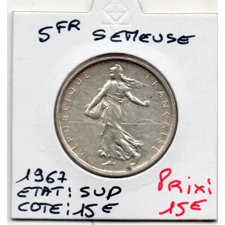 5 francs Semeuse Argent 1967 Sup, France pièce de monnaie