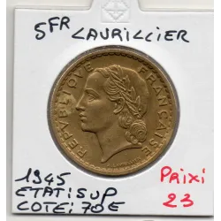 5 francs Lavrillier 1945 Sup, France pièce de monnaie