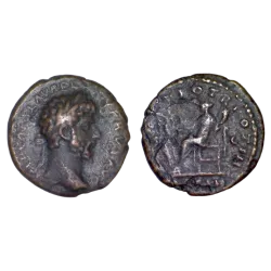 As de Lucius Verus (163)  RIC 1352 FORT RED atelier Rome