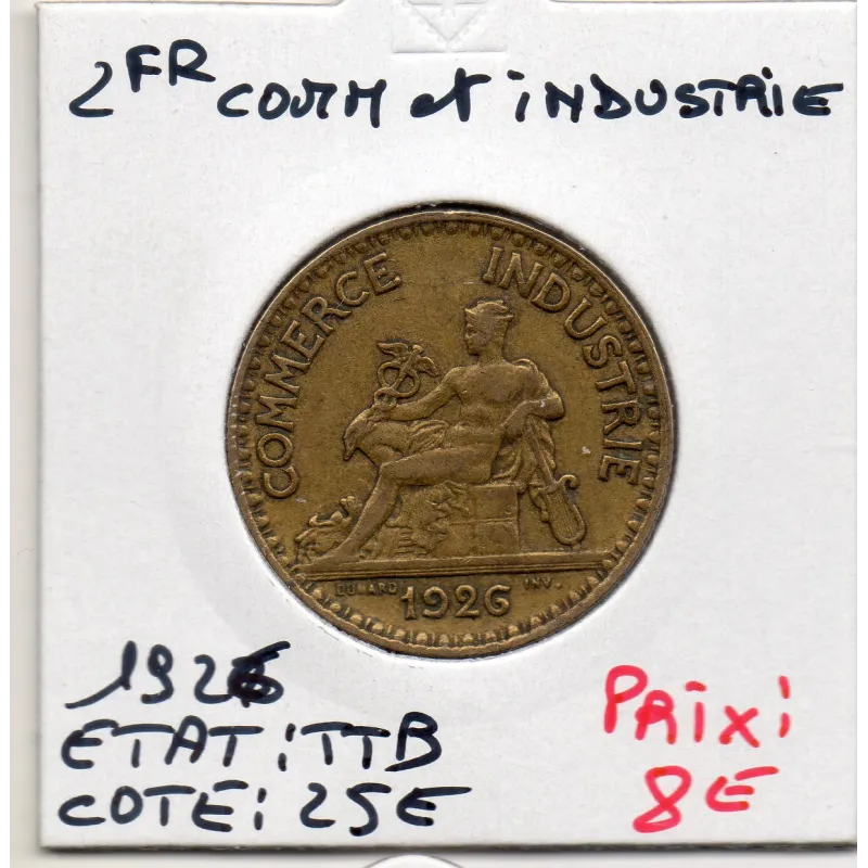 Bon pour 2 francs Commerce Industrie 1926 TTB, France pièce de monnaie Bon pour 2 francs Commerce Industrie 1926 TTB, France pièce de monnaie