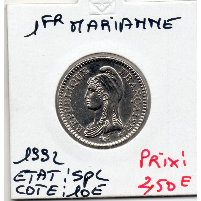 1 franc Marianne 1992 Spl, France pièce de monnaie 1 franc Marianne 1992 Spl, France pièce de monnaie