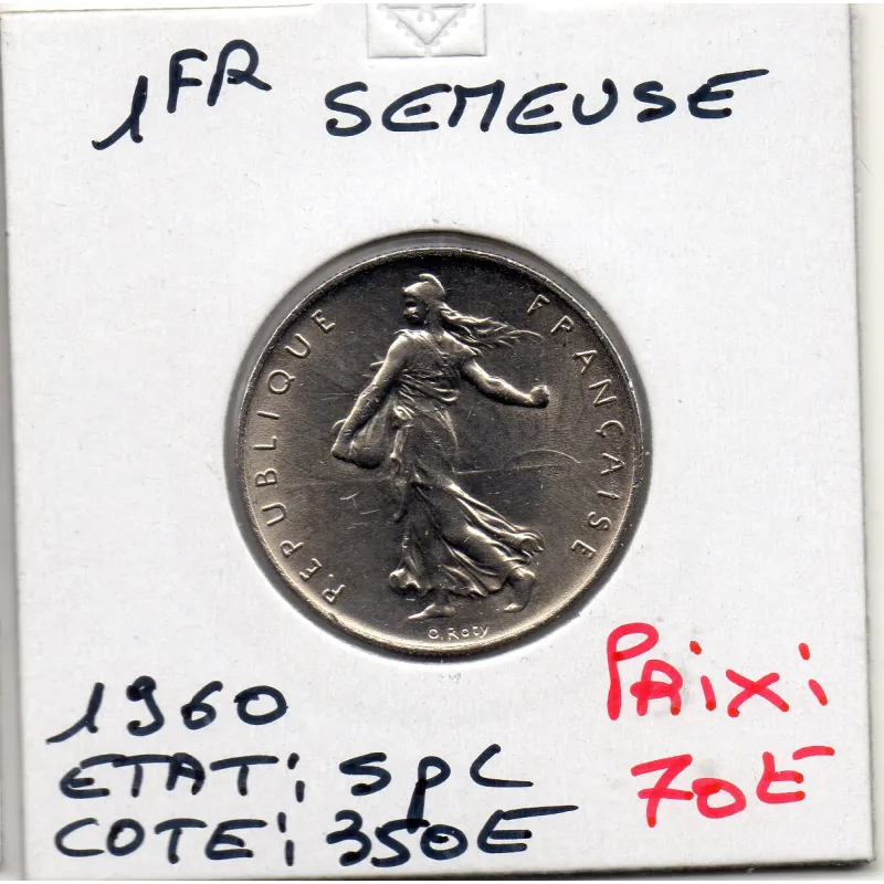 1 franc Semeuse Nickel 1960 Spl, France pièce de monnaie 1 franc Semeuse Nickel 1960 Spl, France pièce de monnaie