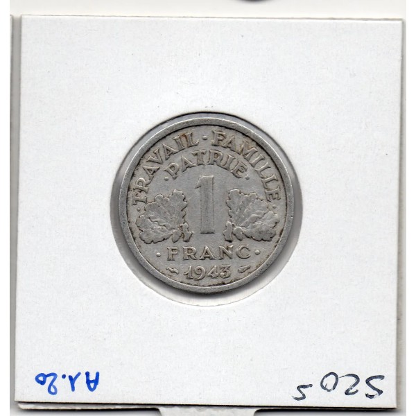 1 franc Francisque Bazor 1943 B TTB, France pièce de monnaie