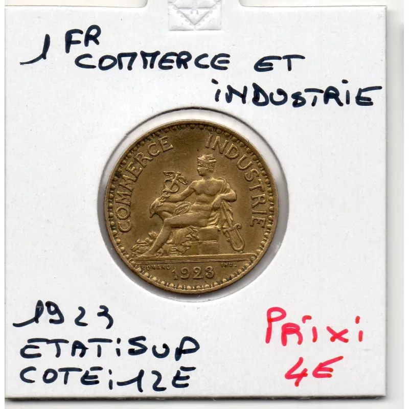 Bon pour 1 franc Commerce Industrie 1923 Sup, France pièce de monnaie Bon pour 1 franc Commerce Industrie 1923 Sup, France pièce de monnaie