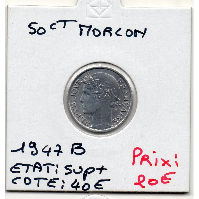 50 centimes Morlon 1947 B Beaumont Sup+, France pièce de monnaie 50 centimes Morlon 1947 B Beaumont Sup+, France pièce de monnaie