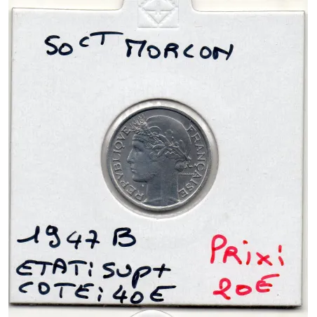 50 centimes Morlon 1947 B Beaumont Sup+, France pièce de monnaie
