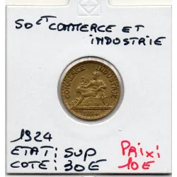 Bon pour 50 centimes Commerce Industrie 1924 Sup, France pièce de monnaie