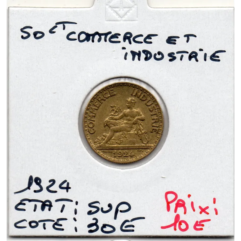 Bon pour 50 centimes Commerce Industrie 1924 Sup, France pièce de monnaie Bon pour 50 centimes Commerce Industrie 1924 Sup, France pièce de monnaie