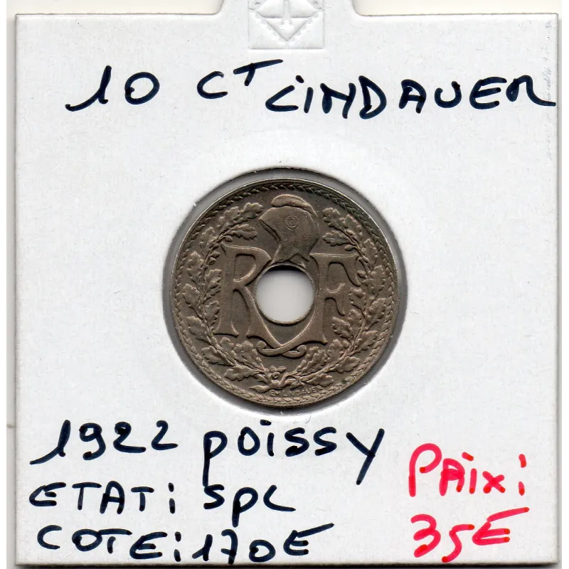 10 centimes Lindauer 1922 Poissy Spl, France pièce de monnaie 10 centimes Lindauer 1922 Poissy Spl, France pièce de monnaie