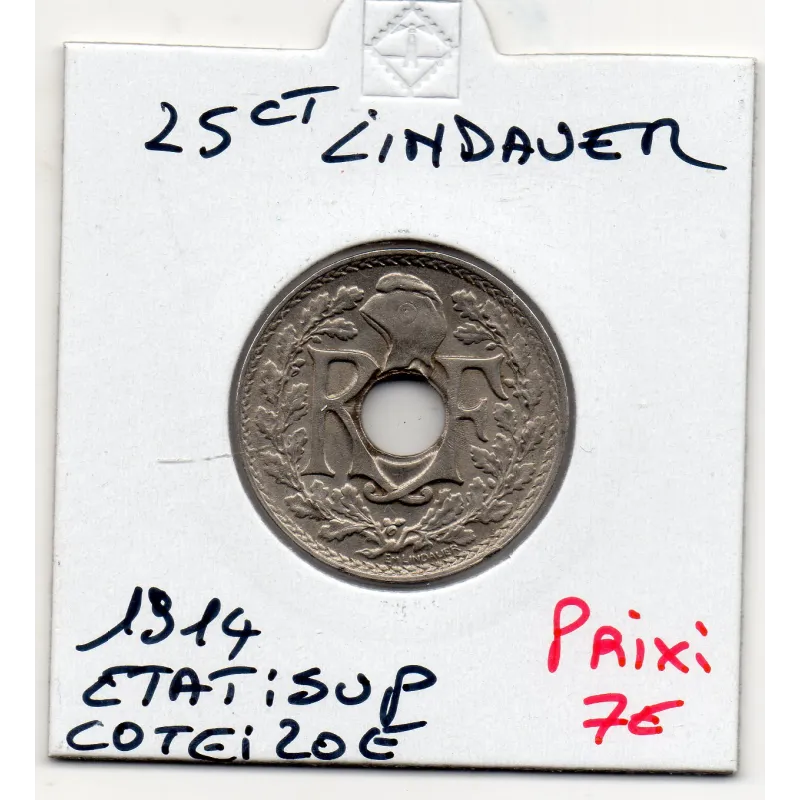 25 centimes Lindauer 1914 Sup, France pièce de monnaie 25 centimes Lindauer 1914 Sup, France pièce de monnaie