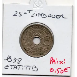 25 centimes Lindauer .1938. TTB, France pièce de monnaie
