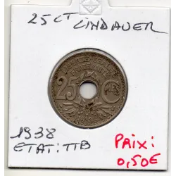 25 centimes Lindauer .1938. TTB, France pièce de monnaie