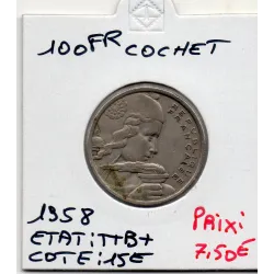 100 francs Cochet 1958 TTB+, France pièce de monnaie