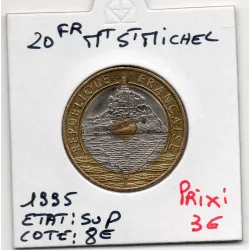 20 francs Mont St Michel 1995 Sup, France pièce de monnaie