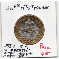 20 francs Mont St Michel 1992 V fermé 5 cannelures Sup+, France pièce de monnaie