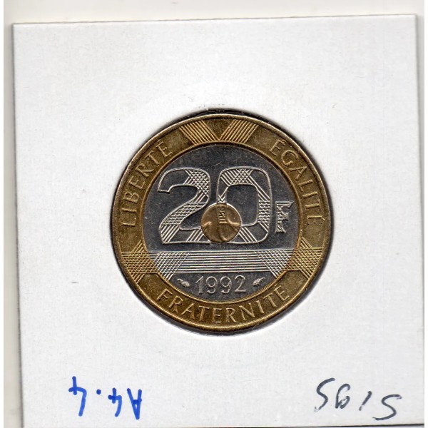 20 francs Mont St Michel 1992 V fermé 5 cannelures Sup+, France pièce de monnaie