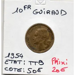 10 francs Coq Guiraud 1954 TTB, France pièce de monnaie