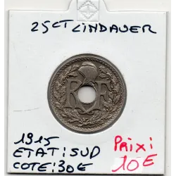 25 centimes Lindauer 1915 Sup, France pièce de monnaie