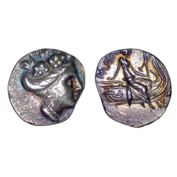 Eubée, Histiée tetrobole argent (-196 -168) Nymphe et galere