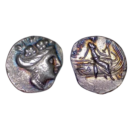 Eubée, Histiée tetrobole argent (-196 -168) Nymphe et galere