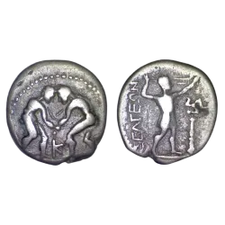 Pisidie, Selge Stater d'argent TB (-300 -190) Lutteurs et lanceur