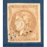 Timbre France Yvert No 43A Émission de Bordeaux 10c bistre Oblitéré gros chiffres