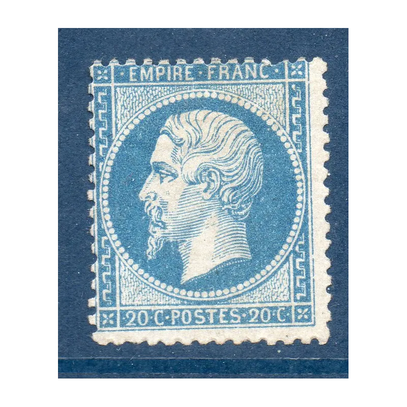 Timbre France Yvert No 22 Empire 20c bleu Neuf * sur charnière