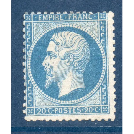 Timbre France Yvert No 22 Empire 20c bleu Neuf * sur charnière