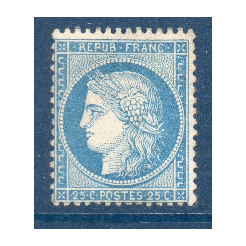 Timbre France Yvert No 60A Type Cérès 25c bleu Neuf * sur charnière