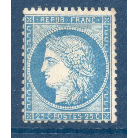 Timbre France Yvert No 60A Type Cérès 25c bleu Neuf * sur charnière