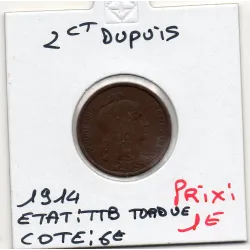 2 centimes Dupuis 1914 TTB, France pièce de monnaie