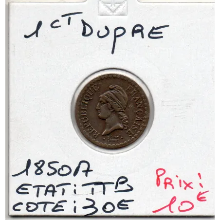 1 centime Dupré 1850 A paris TTB, France pièce de monnaie