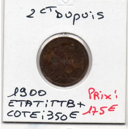 2 centimes Dupuis 1900 TTB+, France pièce de monnaie
