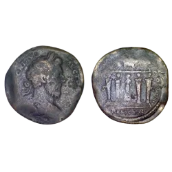 Sesterce de Marc Aurèle (173), ric 1075 Temple Mercure atelier Rome