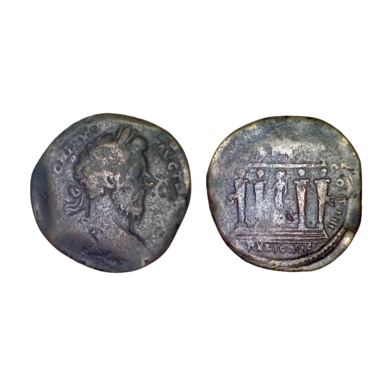 Sesterce de Marc Aurèle (173), ric 1075 Temple Mercure atelier Rome